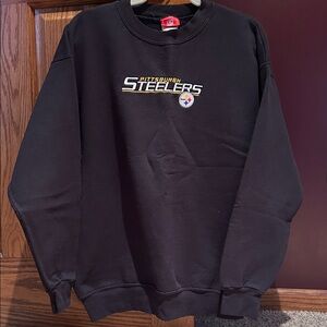 NFL Pittsburgh Steelers Black Crewneck Sweatshirt with Embroidered Logo